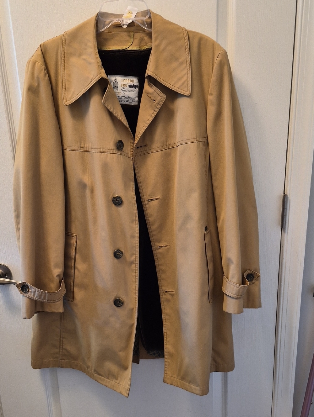 London Fog Men's Tan Single-Breasted Trench Coat Zipper Lining Size 40